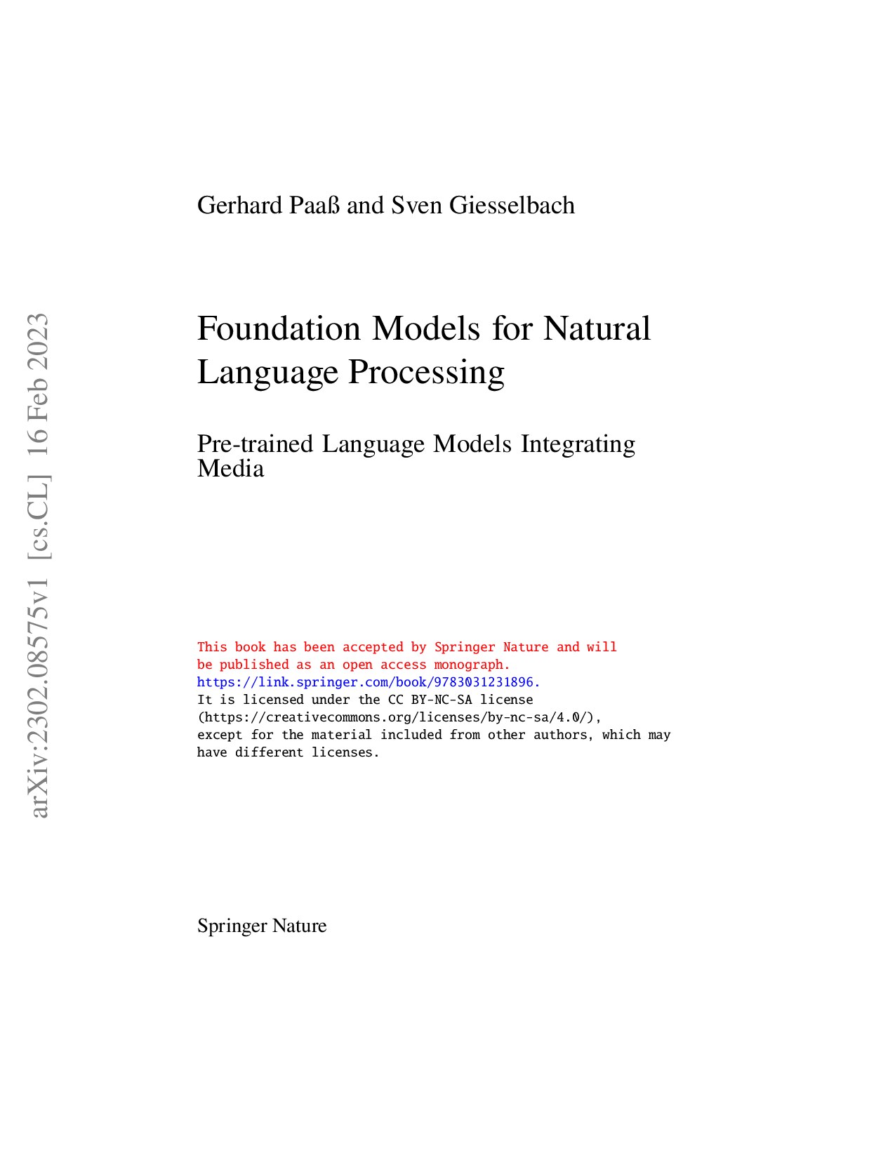 Foundation Models for Natural Language Processing